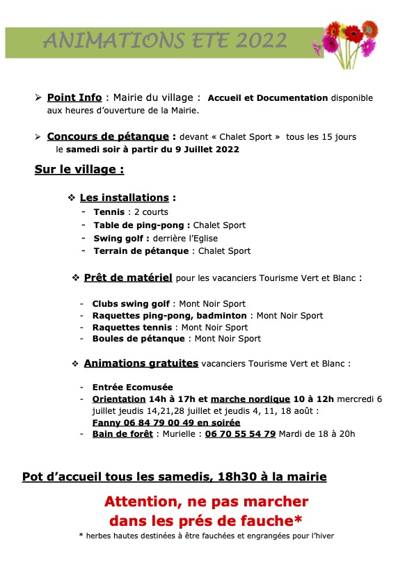  ANIMATIONS ETE 2022 